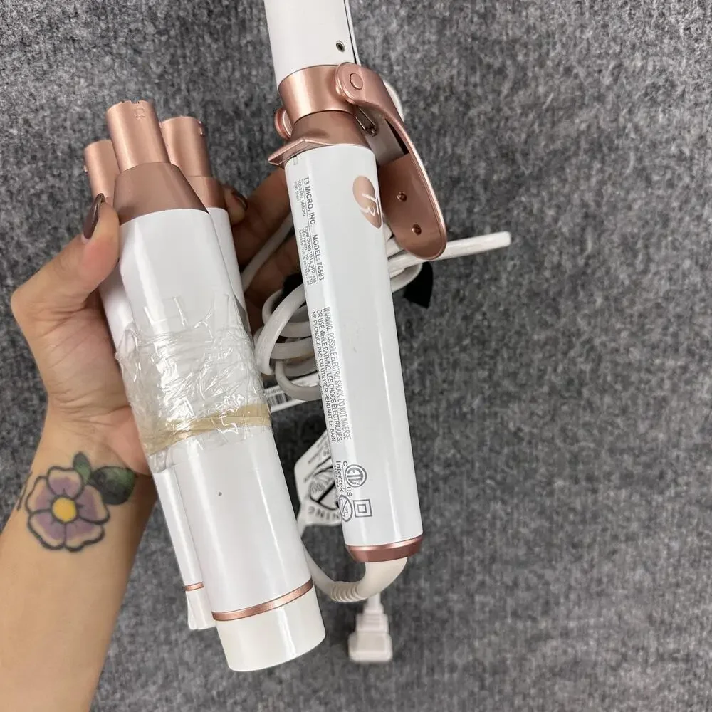 T3 Curling Iron Set 4 Barrels White Rose Gold Hair Styler Model 76583